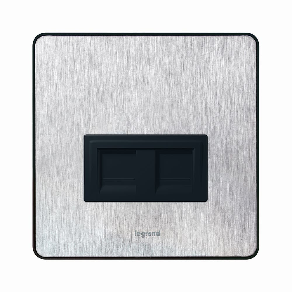 LEGRAND - Data Socket CAT 6 RJ45 Double, BS Brushed Stainless Steel, Sleek