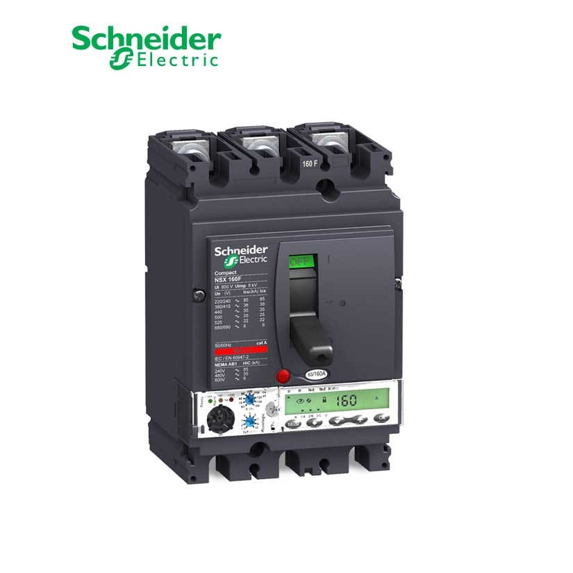 SCHNEIDER - MCCB Breaker, ComPact NSX160F, 3P 3d, 36kA at 415 VAC, MicroLogic 5.2A Trip Unit 160A