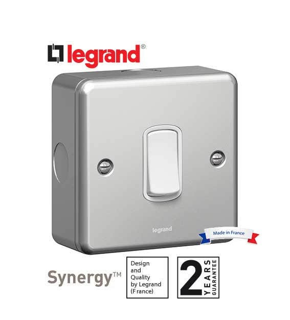 LEGRAND - Single Pole Switch Synergy, 1 Gang, 2 Way, 10 AX, 250 V~, Metalclad