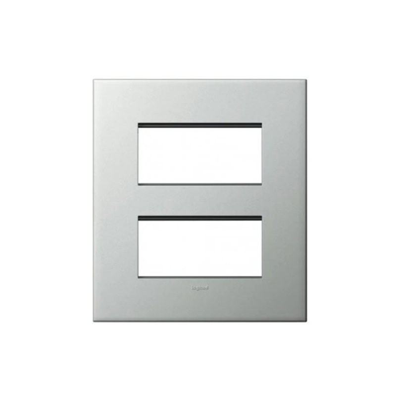LEGRAND - Cover Plate with Frame Arteor, Indian , 2x4 Modules, Square, Pearl Aluminium
