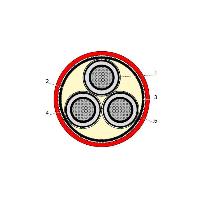 بحرة - كيبل XLPE - ألومينيوم - 35/300x3 مم  - مسلح STA - جهد متوسط 15KV