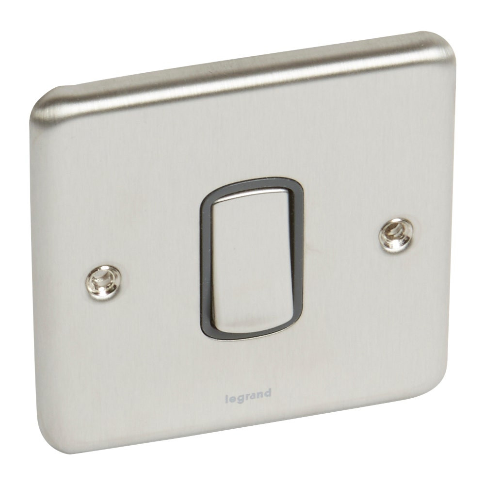 LEGRAND - Plate Switch Synergy -1 Gang -2 Way -20 AX -250 V~, Authentic Brushed Stainless Steel