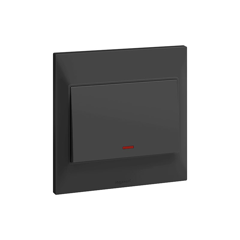 LEGRAND - Double Pole Switch Belanko S, with Neon and Earth Terminal, 1 Gang, 20A, 250V, Anthracite