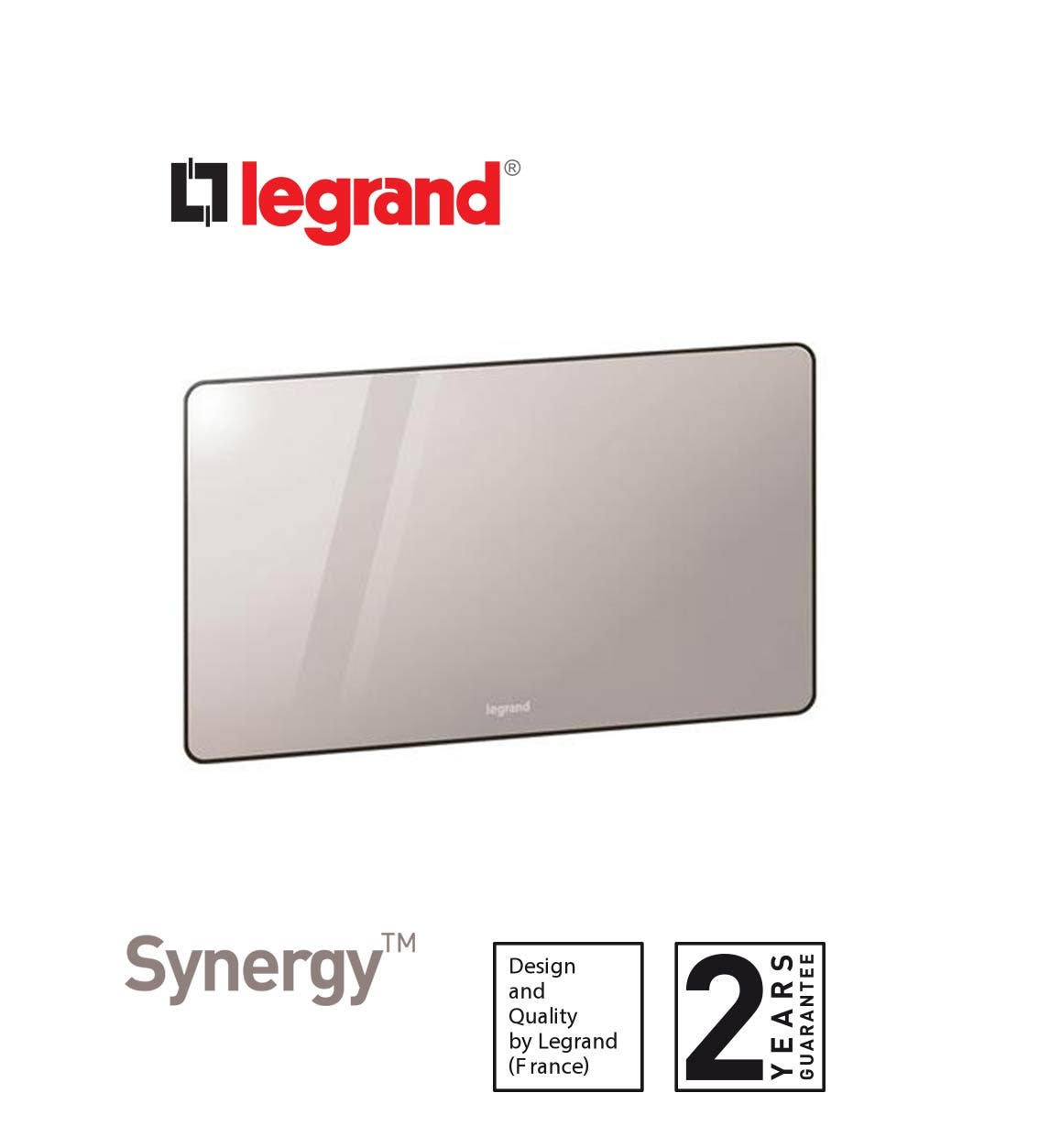 LEGRAND - Blanking Plate Synergy, 2 Gang, Sleek Design Brushed Stainless Steel