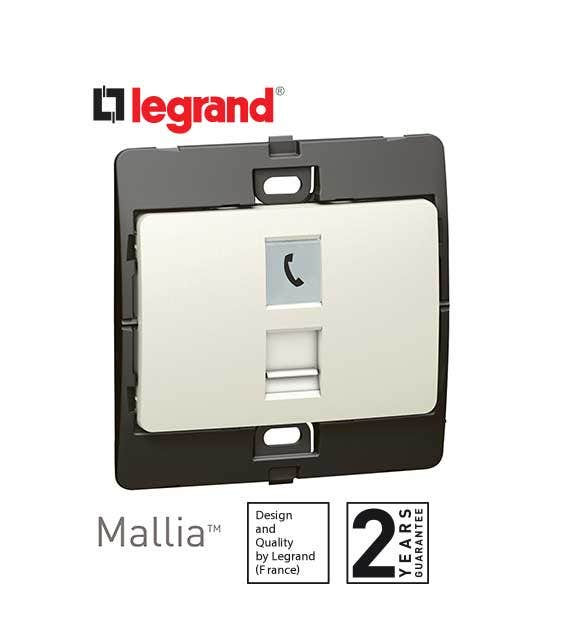 DISCONTINUED LEGRAND - Telephone Socket Mallia, RJ 11, 4 Contacts, Pearl