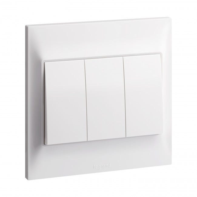 LEGRAND - Single pole switch Belanko S - 16A x 250V~ - 3 gang - 1-way switch - White