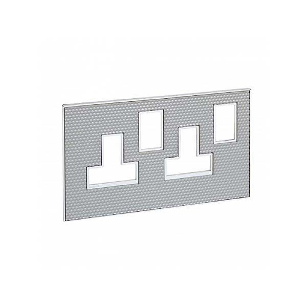 LEGRAND - Plate Arteor, for 13A Twin Switched Sockets 2 Gang, Square, BS, Signature Cube
