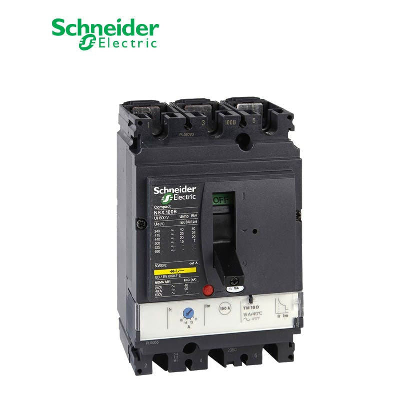 SCHNEIDER - MCCB Breaker, ComPact NSX100B, 3P 3d, TMD Trip Unit 16A, 25kA at 415 VAC