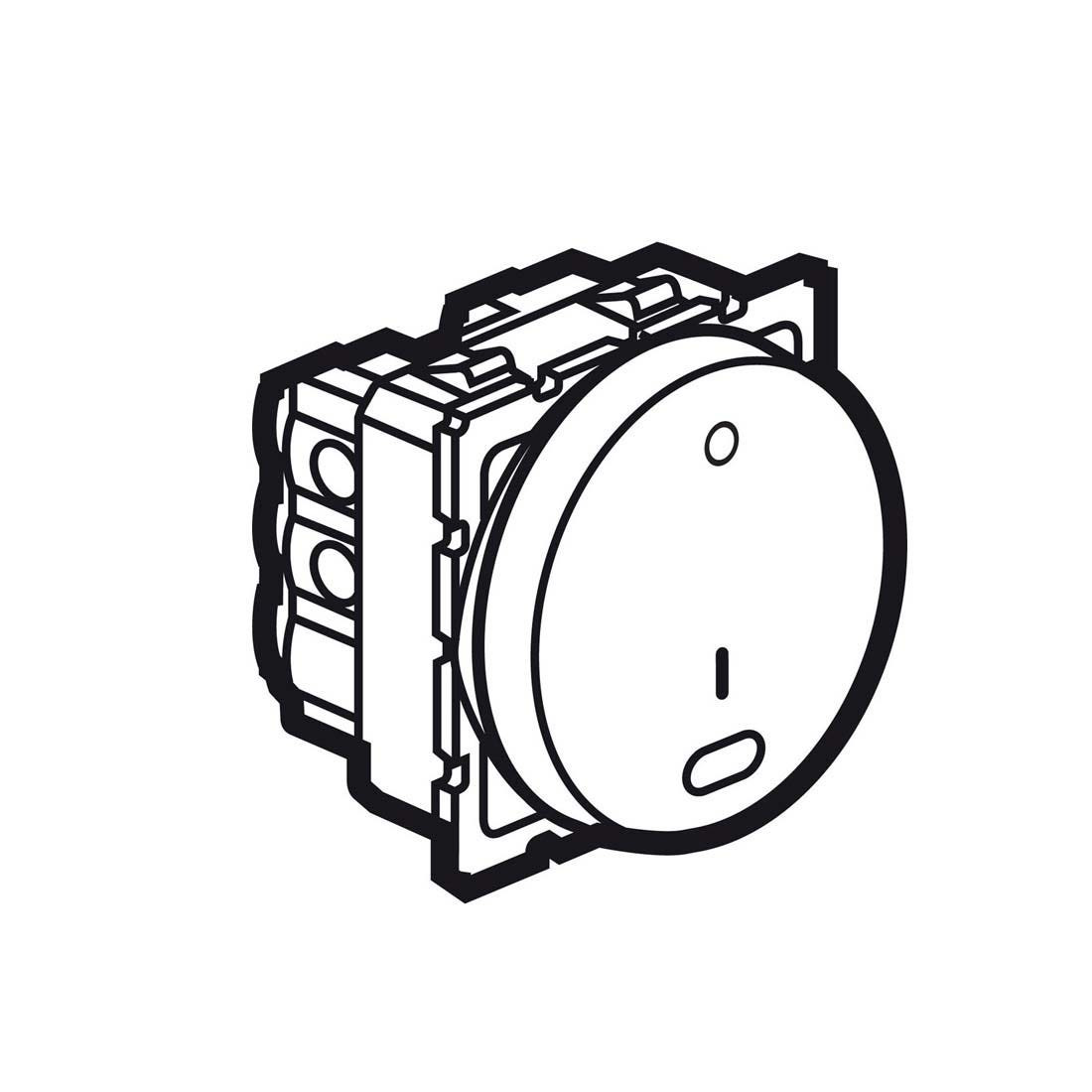 LEGRAND - 1-Way Double Pole Switch-with Indicator- 20 AX 250 V~ -Round- 2 Modules- Magnesium