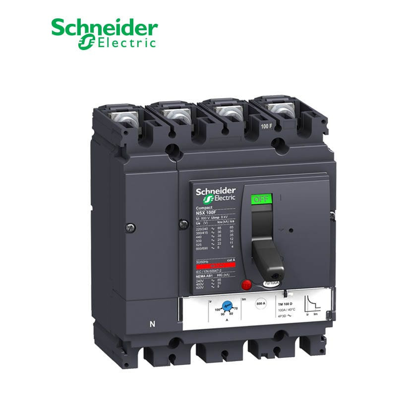 SCHNEIDER - MCCB Breaker, ComPact NSX100F, 36 kA at 415 VAC, TMD Trip Unit 50A, 4P 4d