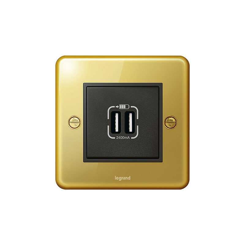 ليجراند - شاحن USB مزدوج Synergy Authentic، نوع A، 5Vdc، 2400mA، 12W، Glossy Gold