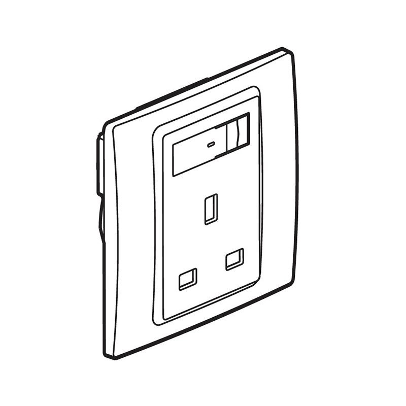 LEGRAND - Single Pole Socket Outlet Mallia Senses, BS, Switched, 13A 240V, 1 Gang, Matt Black