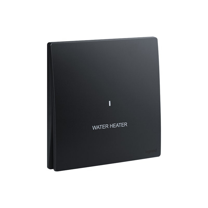 LEGRAND - Double Pole Water Heater Switch Mallia Senses, 1 Gang, 2 Way, 20AX, 250V, with Led, Matt Black
