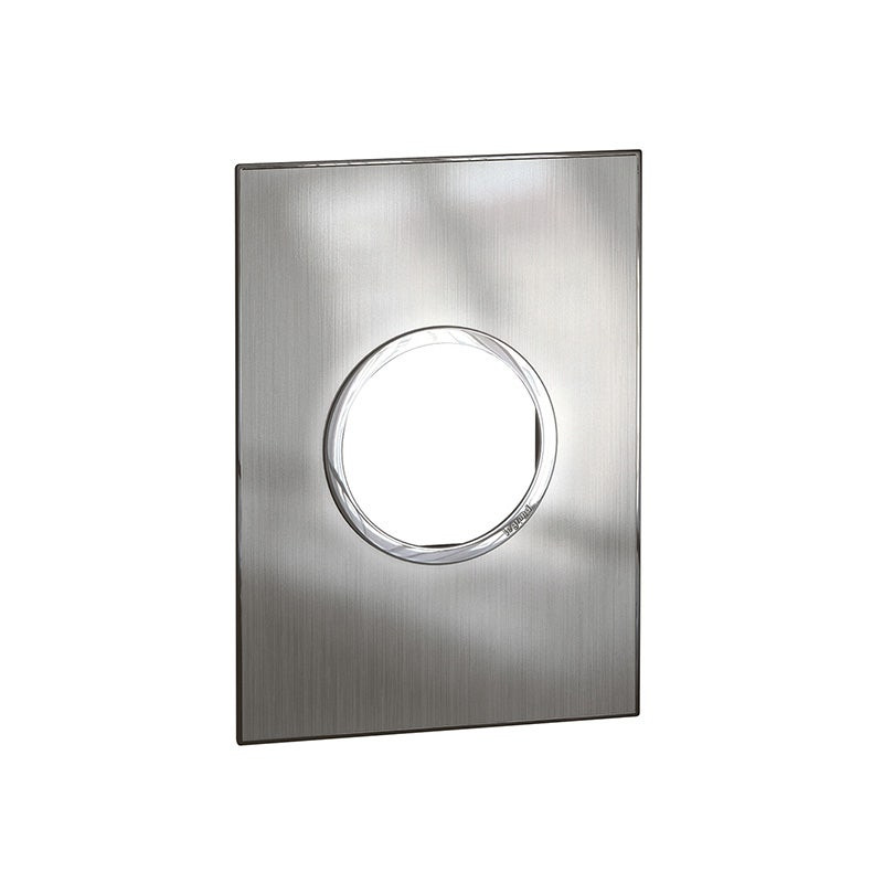 LEGRAND - Plate Arteor, Italian/US, 2 Modules, Round, 2"x4", Stainless Steel