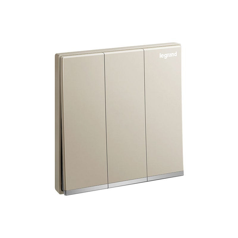 LEGRAND - Switch Galion, 3 Gang, 1 Way, 16AX, 250V, with Silver Barre, Champagne