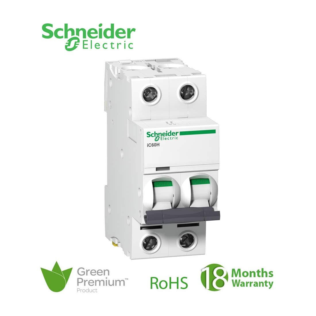 SCHNEIDER - MCB Breaker, Acti9 iC60H, 2P, 50A, C curve 