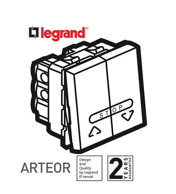 LEGRAND - Double Push-Button Arteor for Electric Roller Blinds Control, 2 Mod, Magnesium