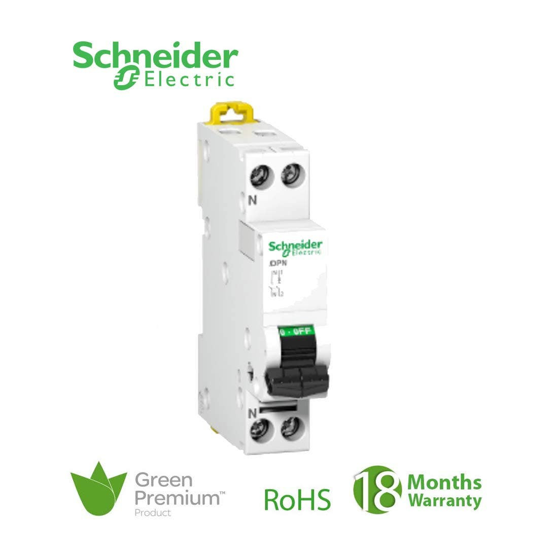 SCHNEIDER - MCB Breaker, Acti9 iDPN, 1P + N, 16A, C curve