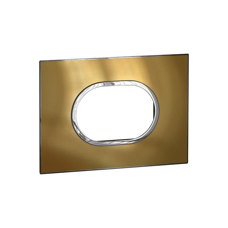 LEGRAND - Plate Arteor, Italian/US, 3 Modules, Round, Gold Brass