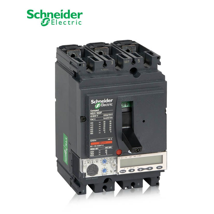 SCHNEIDER - MCCB Breaker, ComPact NSX160N, 3P 3d, 50kA at 415 VAC, MicroLogic 5.2A Trip Unit 100A
