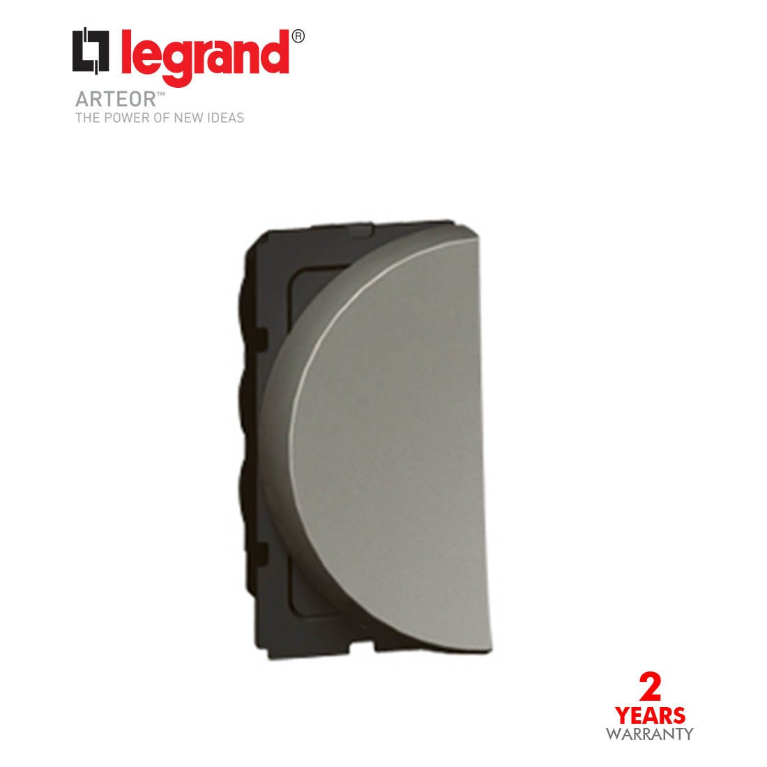 LEGRAND - 1-Way Switch Arteor, 10 AX 250 V, Round, 1 Left Modules, Magnesium