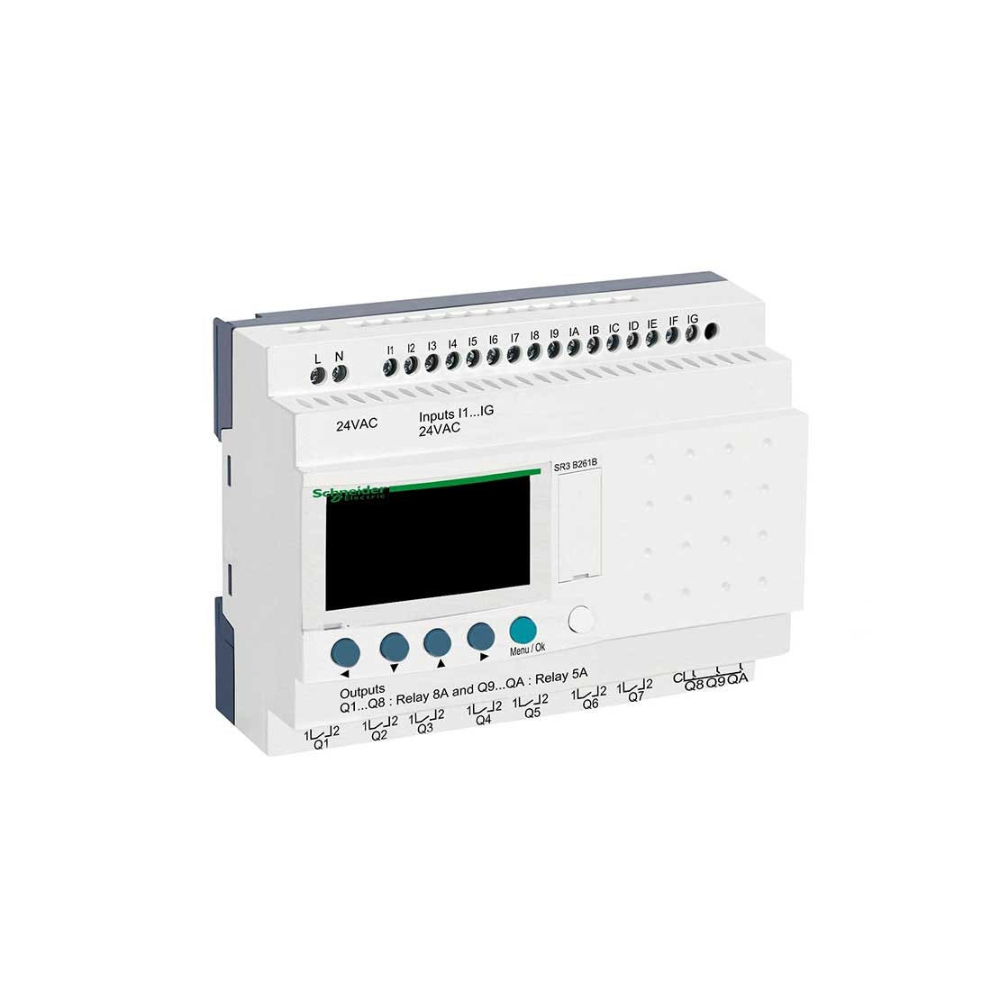SCHNEIDER - Modular Smart Relay Zelio Logic, 24 I O, 24 V AC, Clock, Display