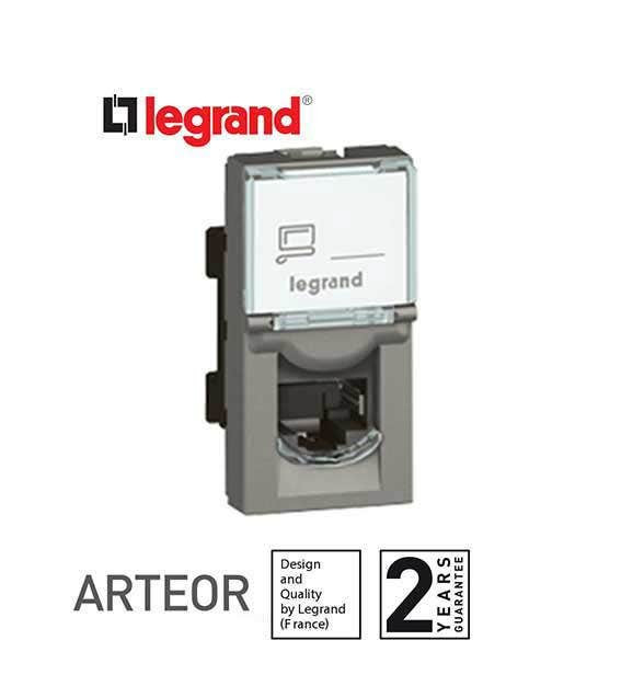LEGRAND - RJ45 Socket Arteor, Cat. 6 UTP, 8 Contacts, 1 Module, Magnesium