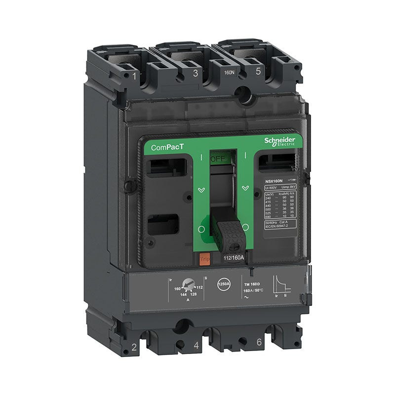 SCHNEIDER - MCCB Breaker, ComPacT NSX250N, 50kA at 415VAC, TMD Trip Unit 250A, 3P 3D