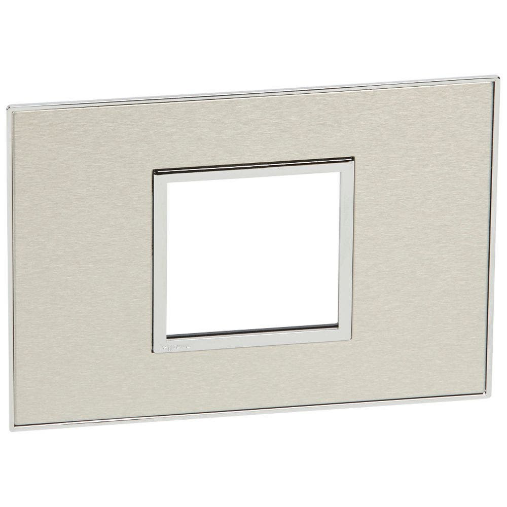 LEGRAND - Plate 2Mod Sqr Italian/US Std, S.Steel Arteor