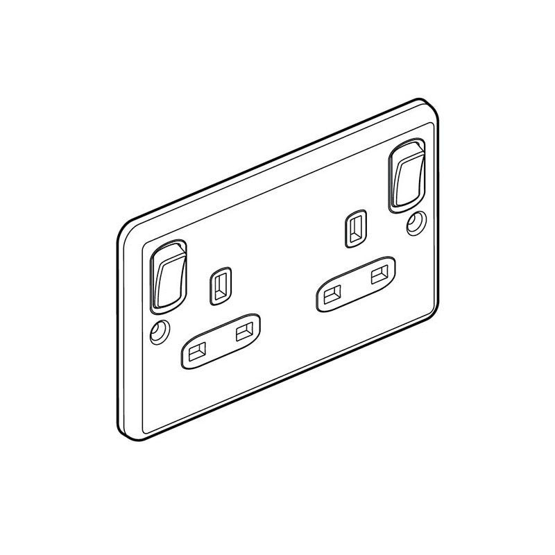 LEGRAND - Double Pole Socket Synergy Authentic, BS, 2 Gang Switched, 13A, 250V, Inboard Rocker + Clean Earth, Glossy Gold
