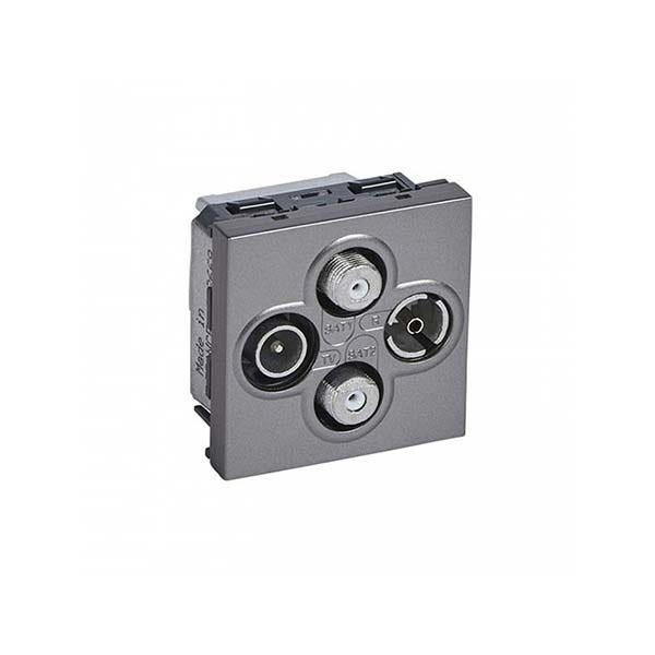 LEGRAND - TV Socket Arteor, TV-R-SAT-SAT Shielded, 0-2400Hz, 2 Modules, Magnesium