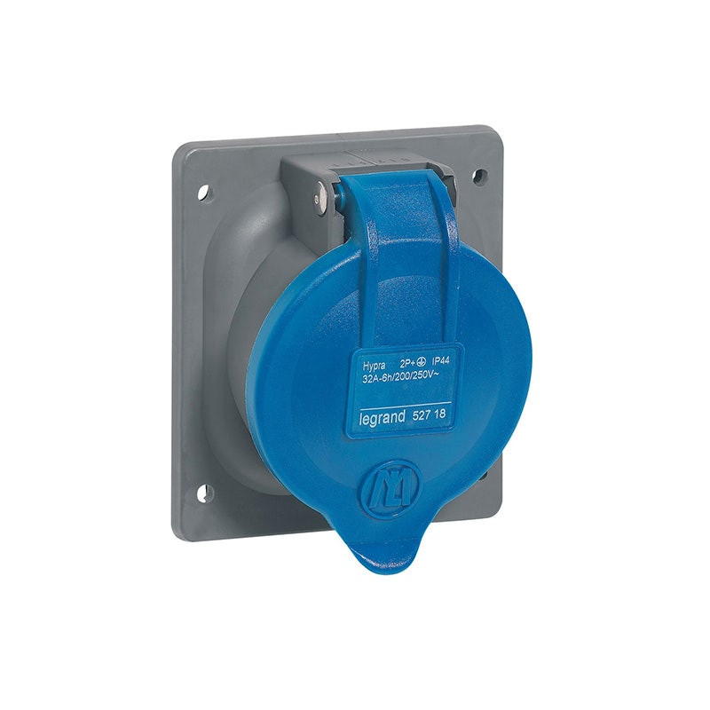 ليجراند - مقبس Fixing Centre Hypra، تركيب على اللوحة، IP44، 32A، 200/250V~، 2P+E، Plastic