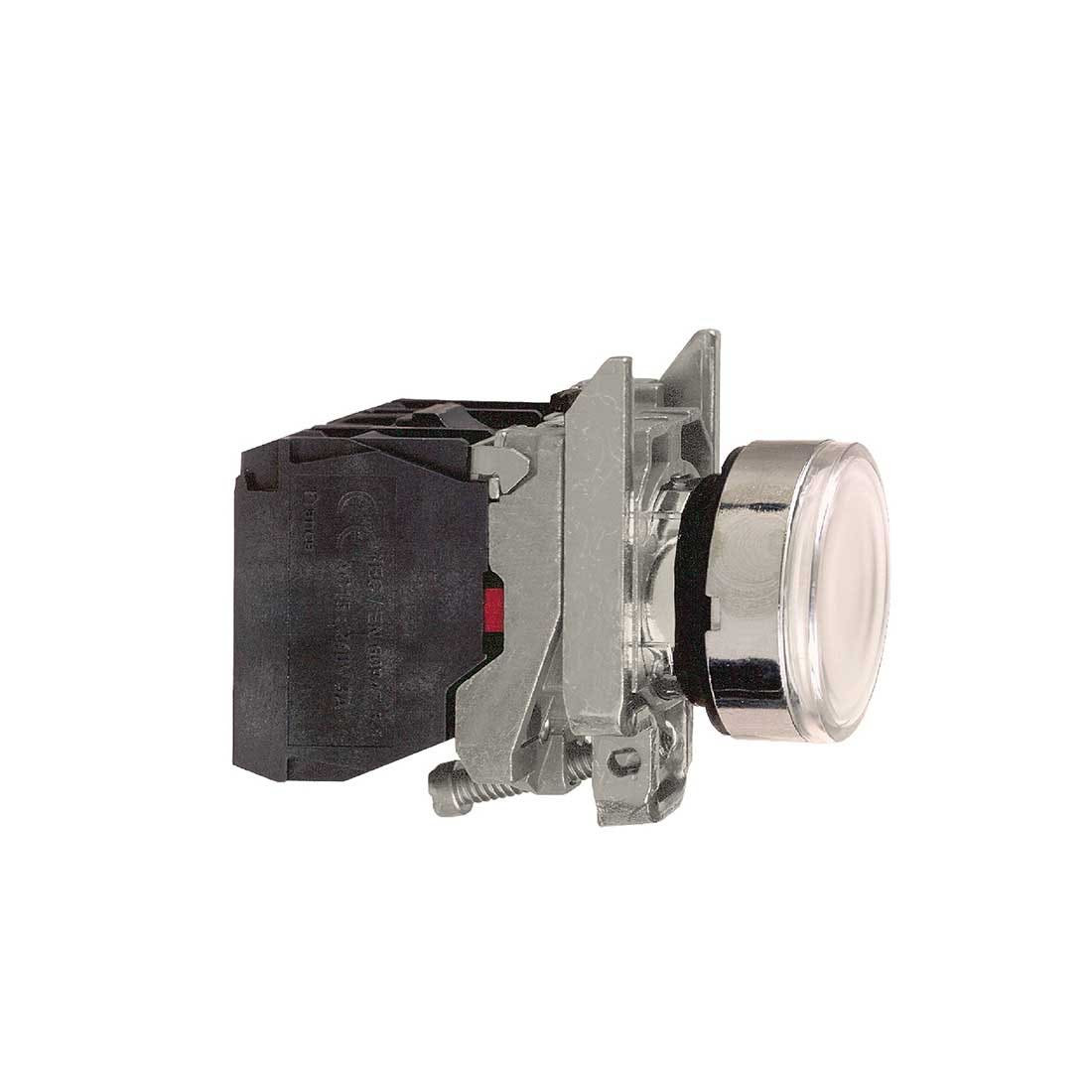 SCHNEIDER - White Flush Complete Illum Pushbutton ˜22 Spring Return 1No + 1Nc 250V