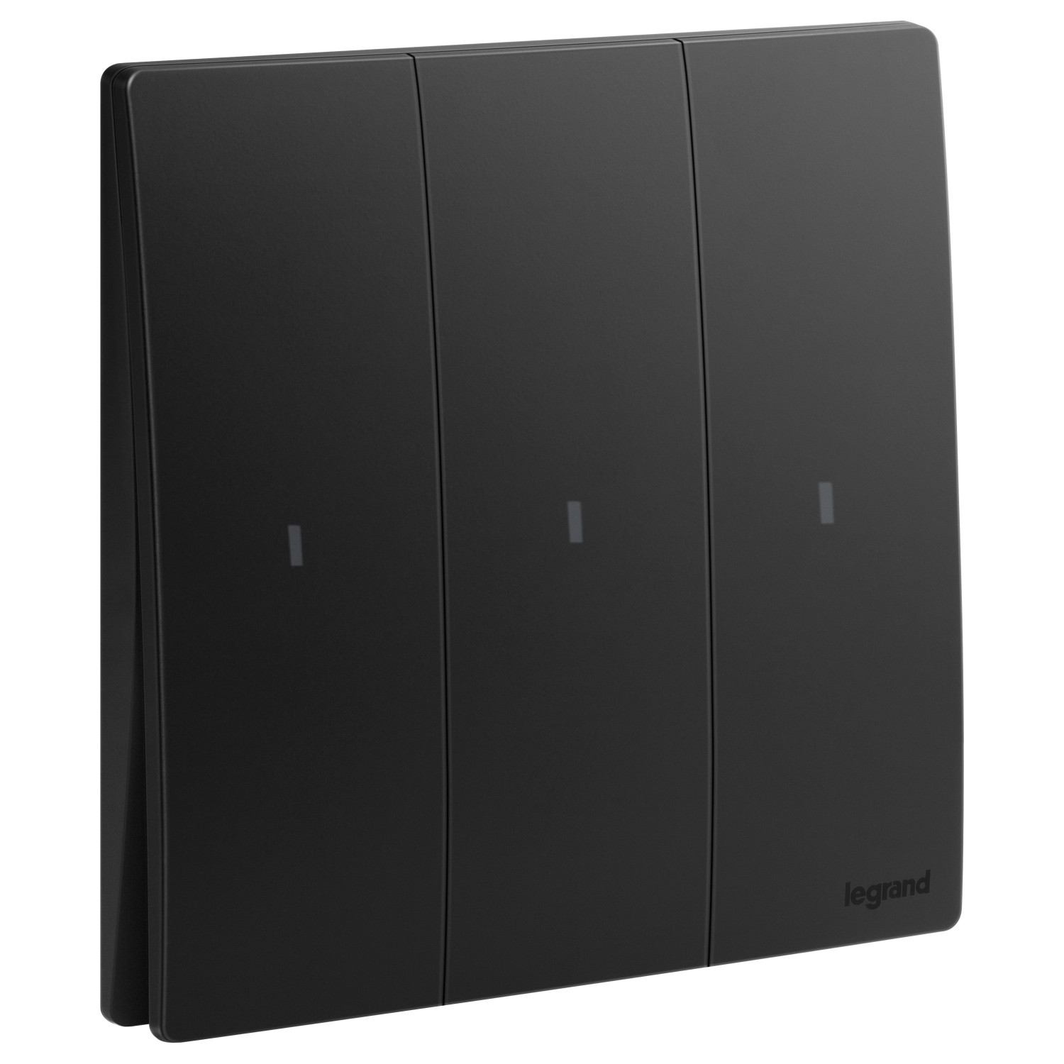 LEGRAND - Illuminated Switch Mallia, 3 Gang, 1 Way, 16 AX, 250 V~, Matt Black