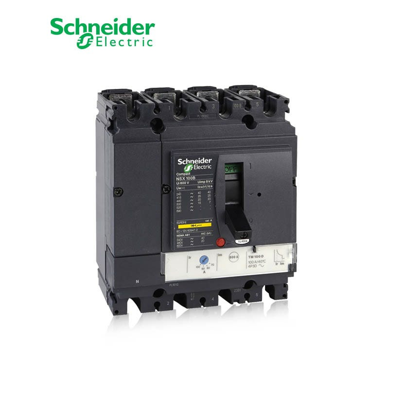 SCHNEIDER - MCCB Breaker, ComPact NSX100H, 4P 4d, 70kA at 415 VAC, TMD Trip Unit 100A