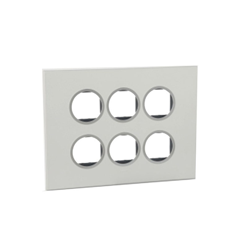 LEGRAND - Cover Plate with Frame Arteor, Indian , 2x6 Modules, Round, Pearl Aluminium