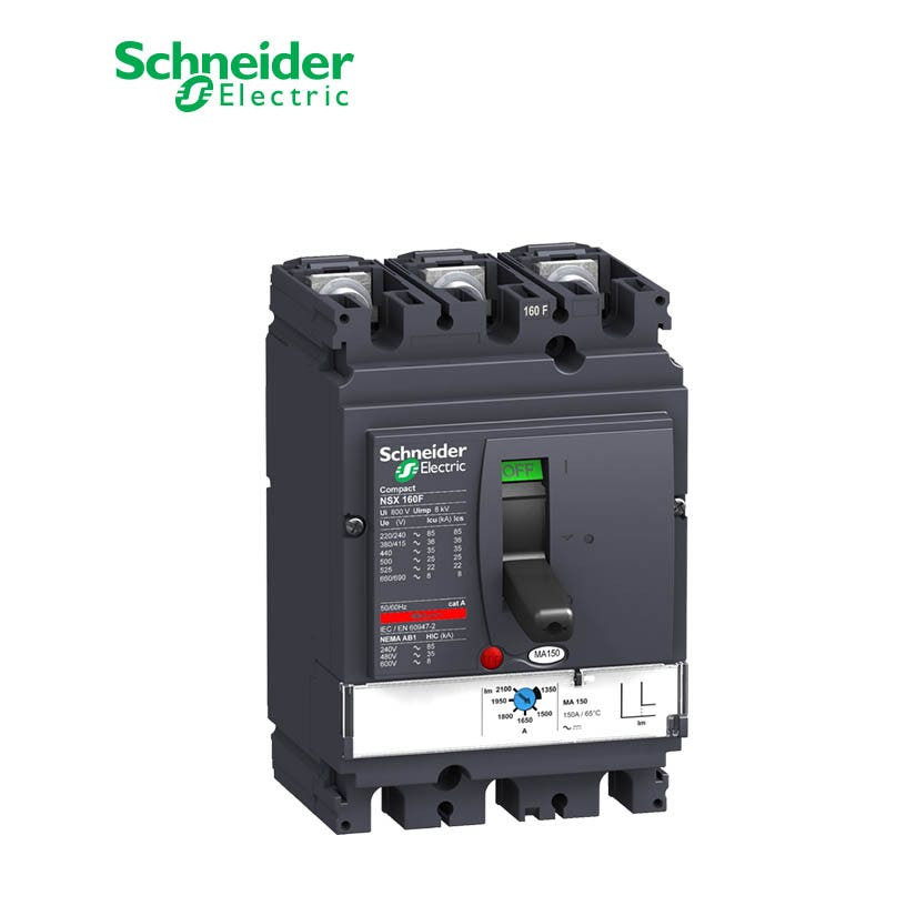 SCHNEIDER - MCCB Breaker, ComPact NSX160F, 3P 3d, 36kA at 415 VAC, MA Trip Unit 150A