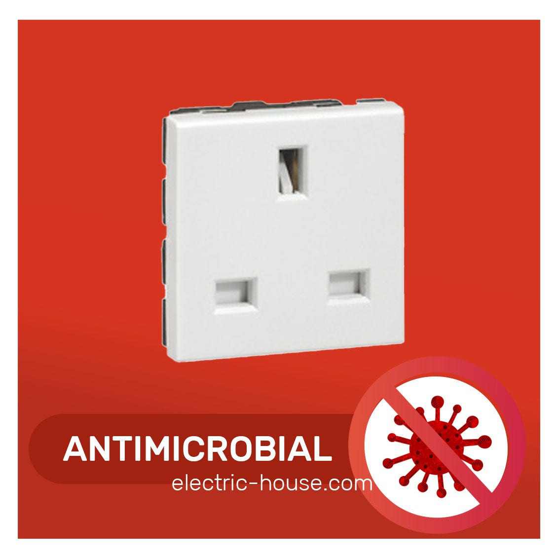 LEGRAND - 13A Single Socket BS 2Mod Antimicrobial Range
