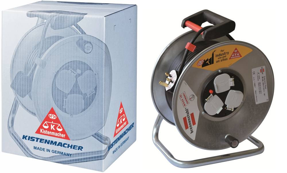 Electrical extension reel (50 meters) 3 Kestnemacher sockets, German made