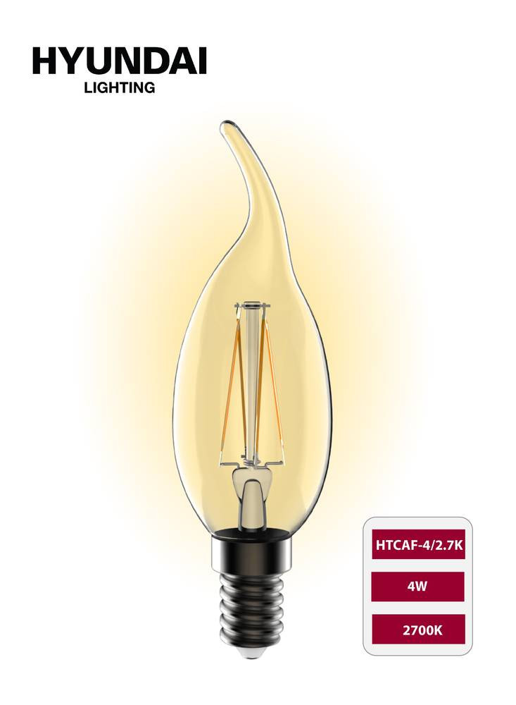 Hyundai HTCAF-4W Non-Dimmable Candle Bulb, E14 Base, 2700K Yellow Bulb, Classic Clear Glass