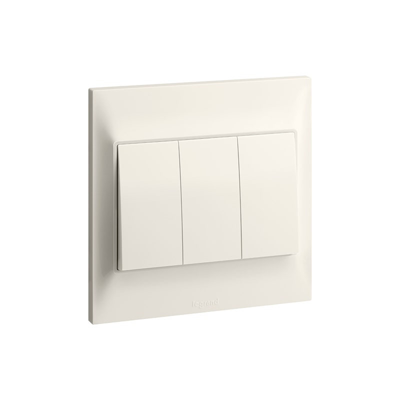 LEGRAND - Switch Belanko S, Big Rocker, 1 Way, 3 Gang, 20AX, 250V, Ivory