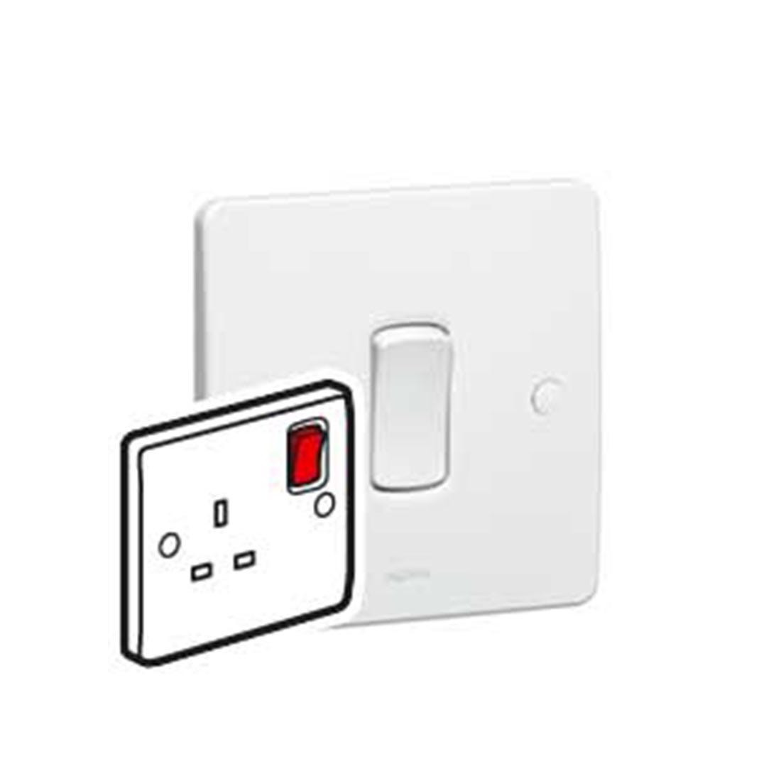 LEGRAND - Socket 13A 250V DP 1G SW+ Red Rkr, White 