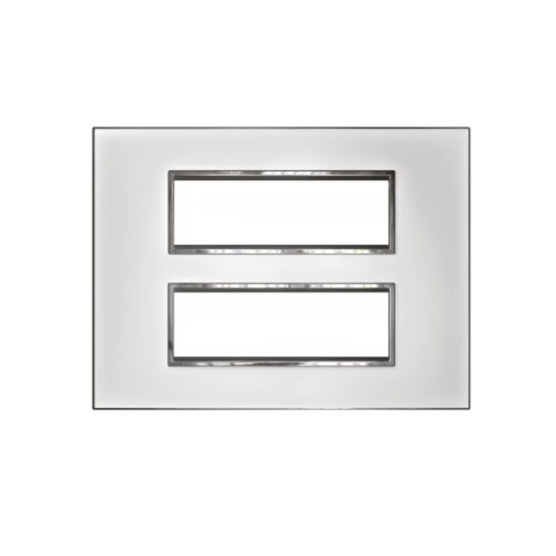 LEGRAND - Cover Plate with Frame Arteor, Indian , 2x6 Modules, Square, Mirror White