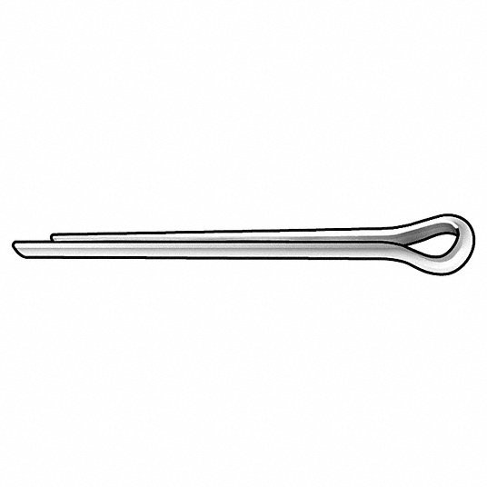 Cotter Pin, Extended Prong, Stainless Steel, 18-8, Zinc Plated, 1/2Inch Pin Dia, PK 2