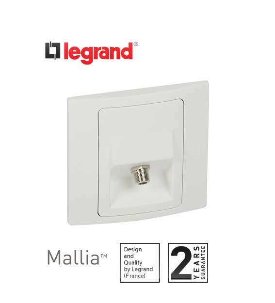 DISCONTINUED LEGRAND - TV Socket Mallia, Female 'F' Type Socket, White