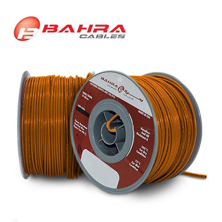 بحرة - سلك كهربائي نحاس - المواصفات الأمريكية - THHN - مقاس 12 AWG - برتقالي - 600 فولت - 152.44 متر