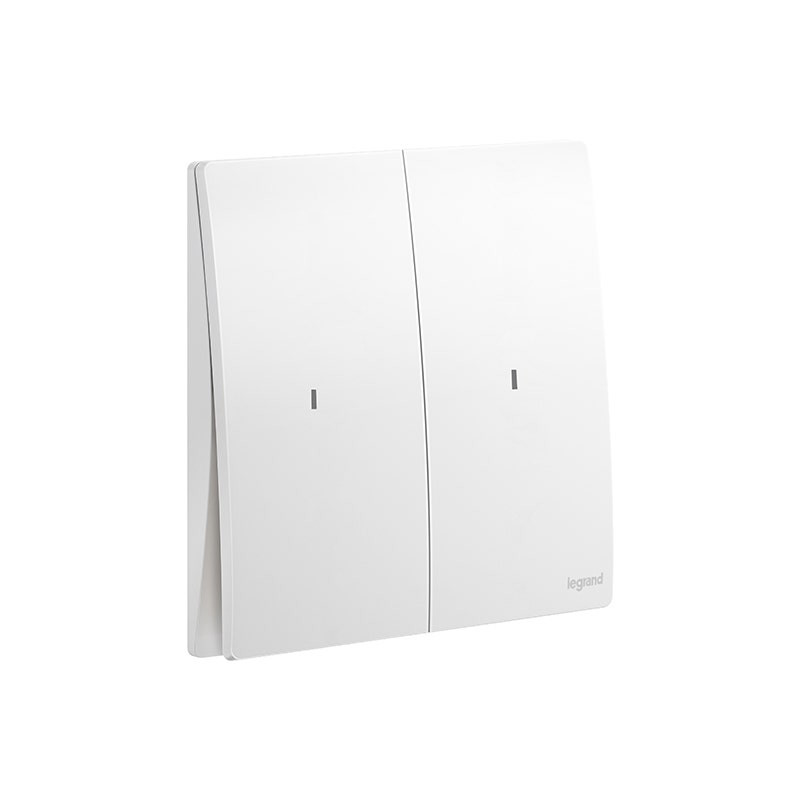 LEGRAND - Double Pole Switch Mallia Senses, 2 Gang, 1 Way, 20AX, 250V, with Red Indicator, Matt White