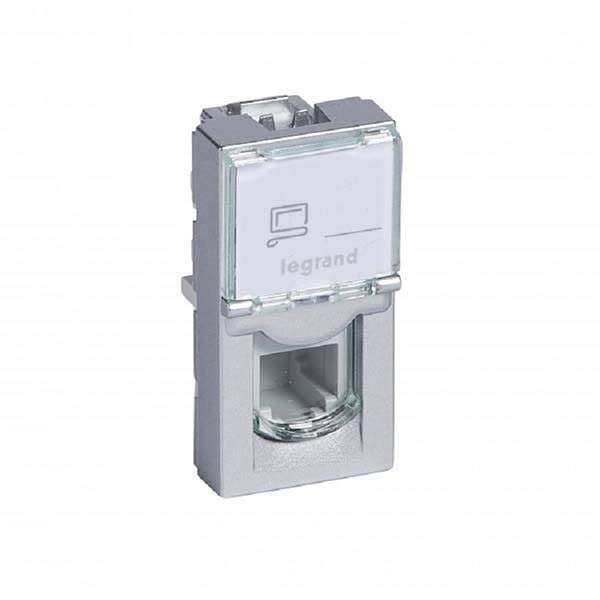 LEGRAND - Telephone Socket Arteor, RJ11, 4 Contacts, Square, 1 Module, Aluminium
