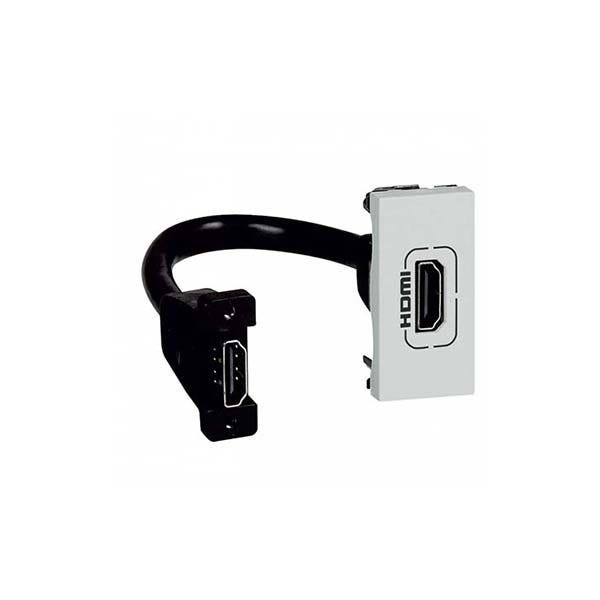 LEGRAND - HDMI Socket Arteor, Preconnected, Square, 1 Module, Soft Aluminium