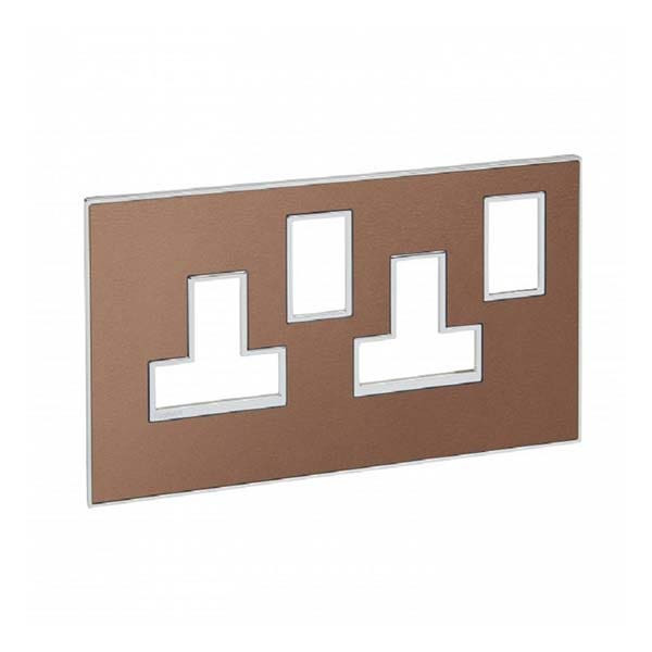 LEGRAND - Plate Arteor, for 13A Twin Switched Sockets 2 Gang, Square, BS, Brushed Metal Pink Champagne